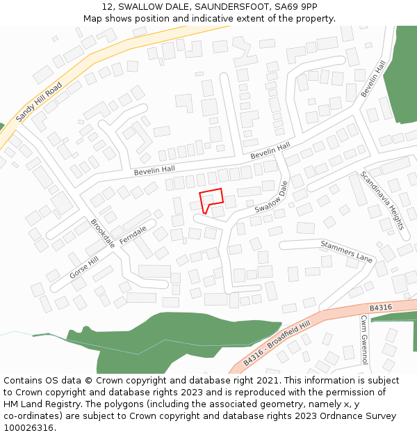 12, SWALLOW DALE, SAUNDERSFOOT, SA69 9PP: Location map and indicative extent of plot