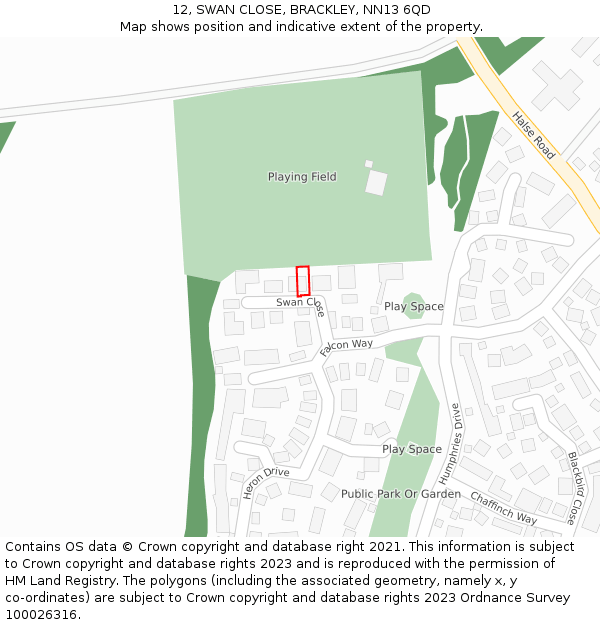 12, SWAN CLOSE, BRACKLEY, NN13 6QD: Location map and indicative extent of plot