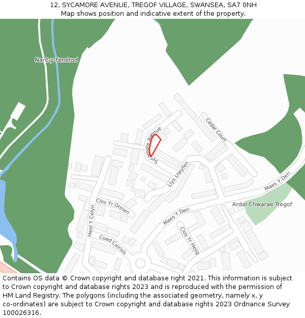 12, SYCAMORE AVENUE, TREGOF VILLAGE, SWANSEA, SA7 0NH: Location map and indicative extent of plot