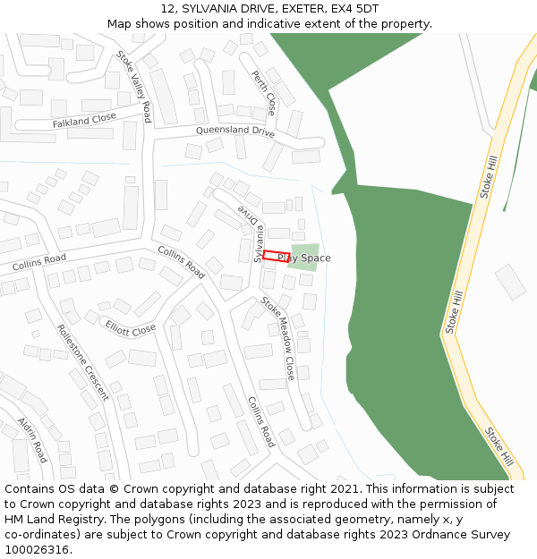 12, SYLVANIA DRIVE, EXETER, EX4 5DT: Location map and indicative extent of plot