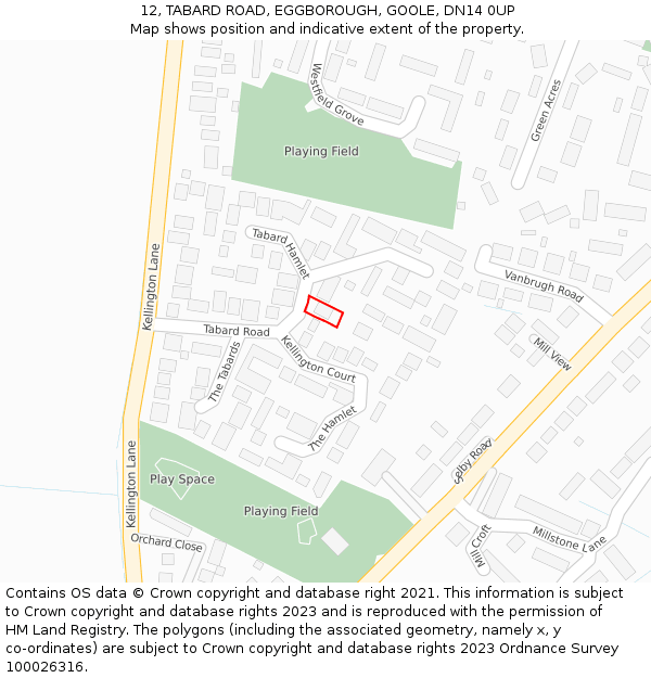 12, TABARD ROAD, EGGBOROUGH, GOOLE, DN14 0UP: Location map and indicative extent of plot