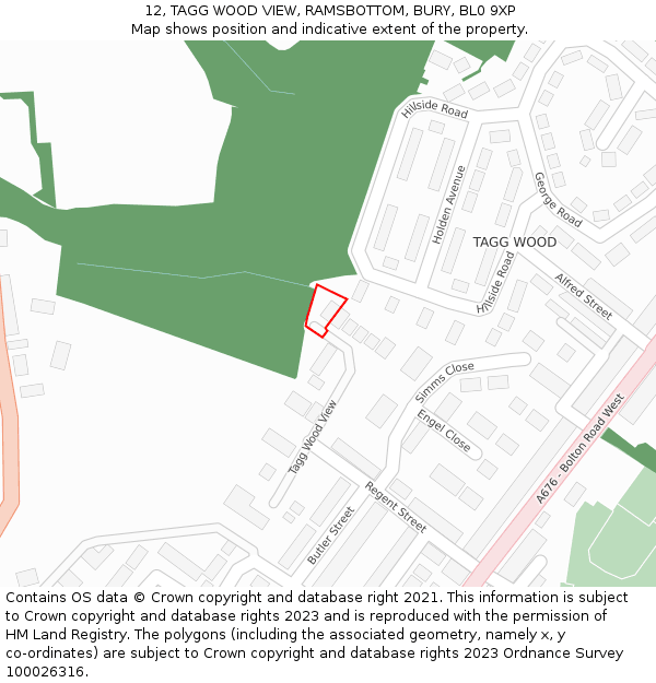 12, TAGG WOOD VIEW, RAMSBOTTOM, BURY, BL0 9XP: Location map and indicative extent of plot