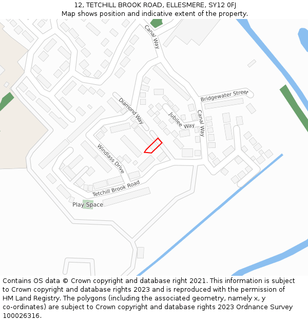 12, TETCHILL BROOK ROAD, ELLESMERE, SY12 0FJ: Location map and indicative extent of plot