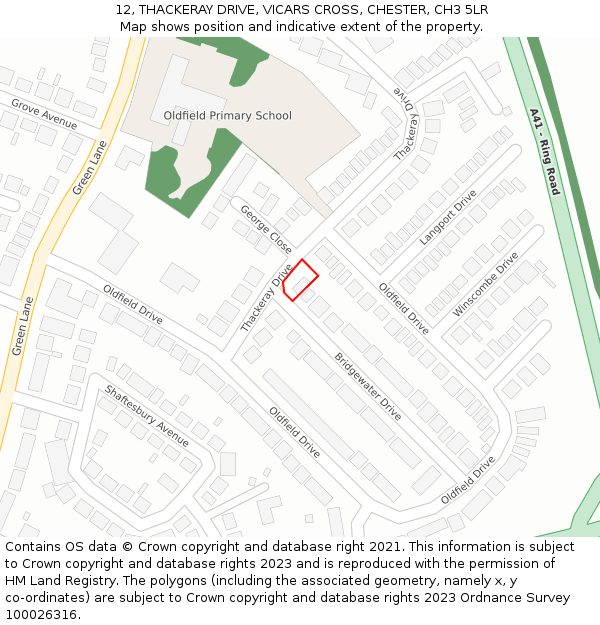 12, THACKERAY DRIVE, VICARS CROSS, CHESTER, CH3 5LR: Location map and indicative extent of plot