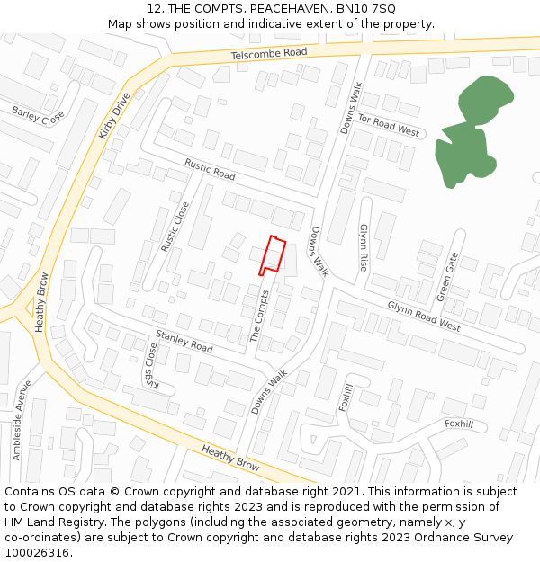 12, THE COMPTS, PEACEHAVEN, BN10 7SQ: Location map and indicative extent of plot