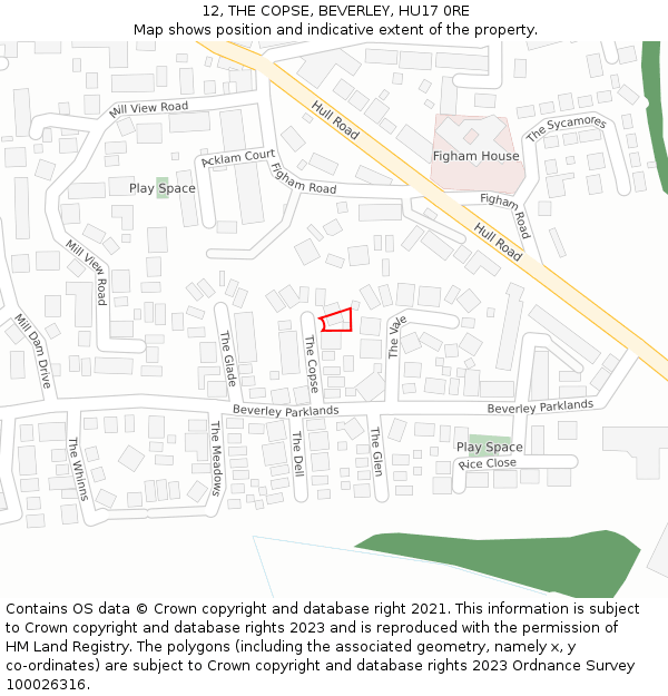 12, THE COPSE, BEVERLEY, HU17 0RE: Location map and indicative extent of plot