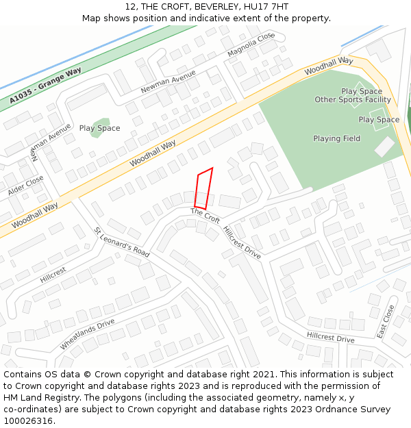 12, THE CROFT, BEVERLEY, HU17 7HT: Location map and indicative extent of plot