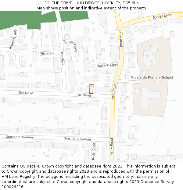 12, THE DRIVE, HULLBRIDGE, HOCKLEY, SS5 6LN: Location map and indicative extent of plot