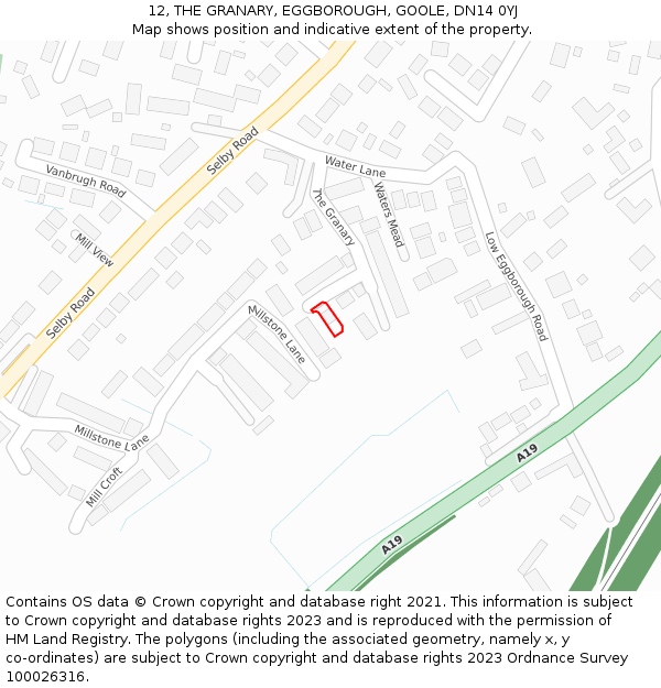 12, THE GRANARY, EGGBOROUGH, GOOLE, DN14 0YJ: Location map and indicative extent of plot