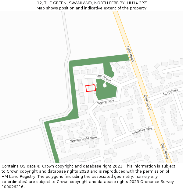 12, THE GREEN, SWANLAND, NORTH FERRIBY, HU14 3PZ: Location map and indicative extent of plot