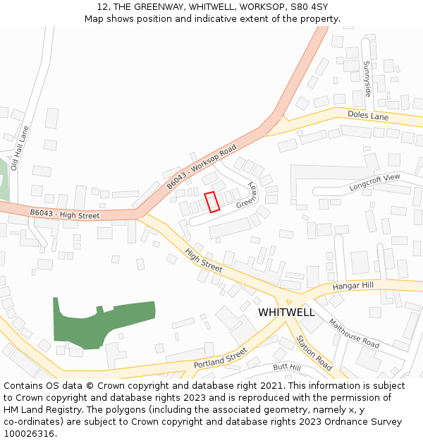 12, THE GREENWAY, WHITWELL, WORKSOP, S80 4SY: Location map and indicative extent of plot
