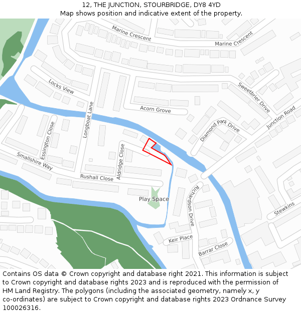 12, THE JUNCTION, STOURBRIDGE, DY8 4YD: Location map and indicative extent of plot