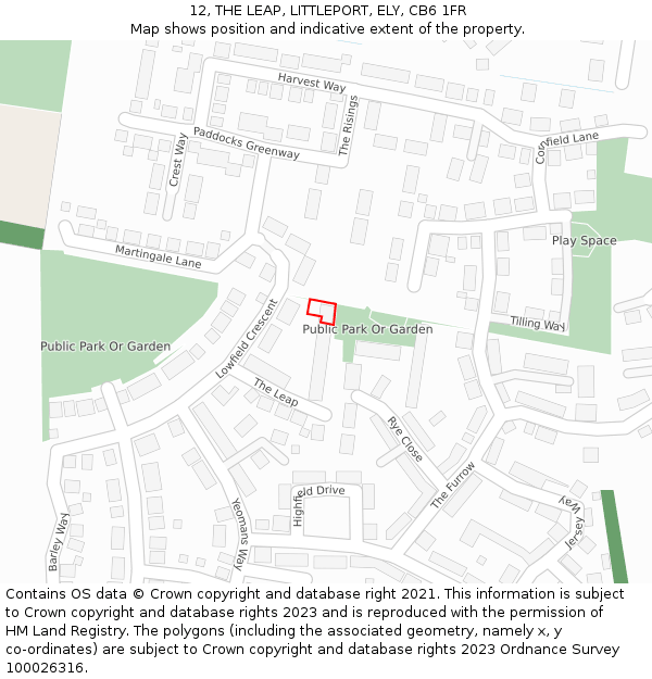 12, THE LEAP, LITTLEPORT, ELY, CB6 1FR: Location map and indicative extent of plot