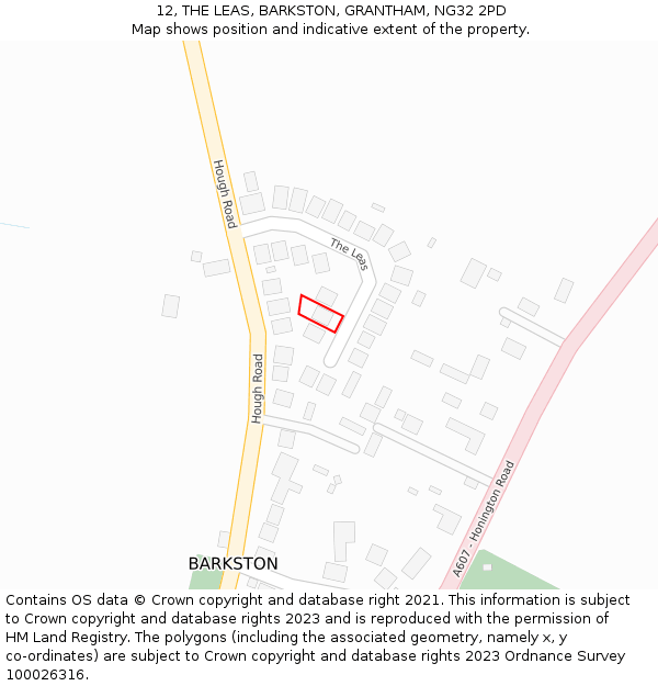12, THE LEAS, BARKSTON, GRANTHAM, NG32 2PD: Location map and indicative extent of plot