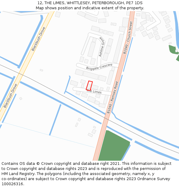 12, THE LIMES, WHITTLESEY, PETERBOROUGH, PE7 1DS: Location map and indicative extent of plot