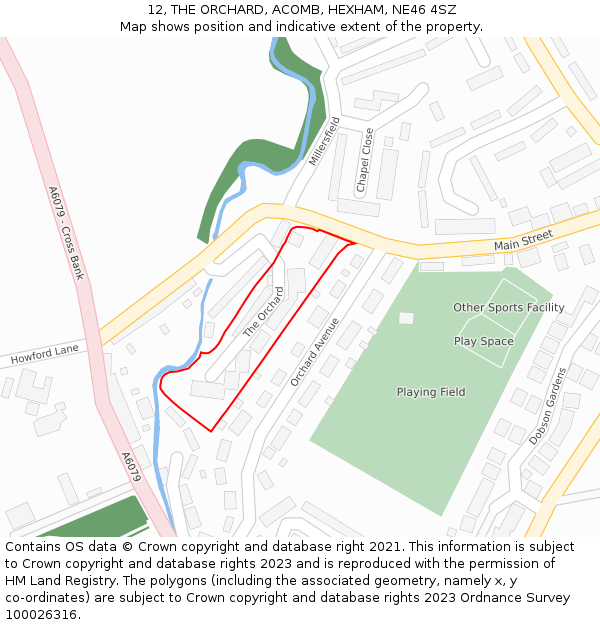 12, THE ORCHARD, ACOMB, HEXHAM, NE46 4SZ: Location map and indicative extent of plot
