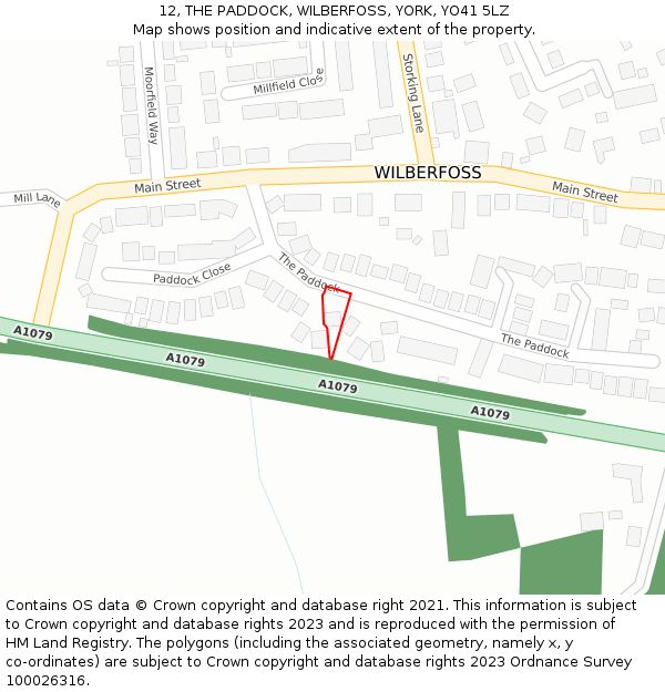 12, THE PADDOCK, WILBERFOSS, YORK, YO41 5LZ: Location map and indicative extent of plot