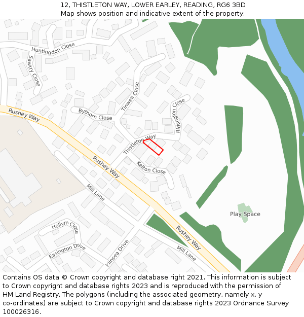 12, THISTLETON WAY, LOWER EARLEY, READING, RG6 3BD: Location map and indicative extent of plot