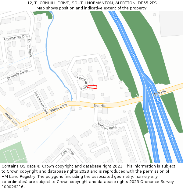 12, THORNHILL DRIVE, SOUTH NORMANTON, ALFRETON, DE55 2FS: Location map and indicative extent of plot