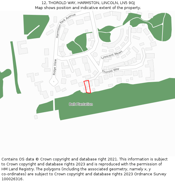 12, THOROLD WAY, HARMSTON, LINCOLN, LN5 9GJ: Location map and indicative extent of plot