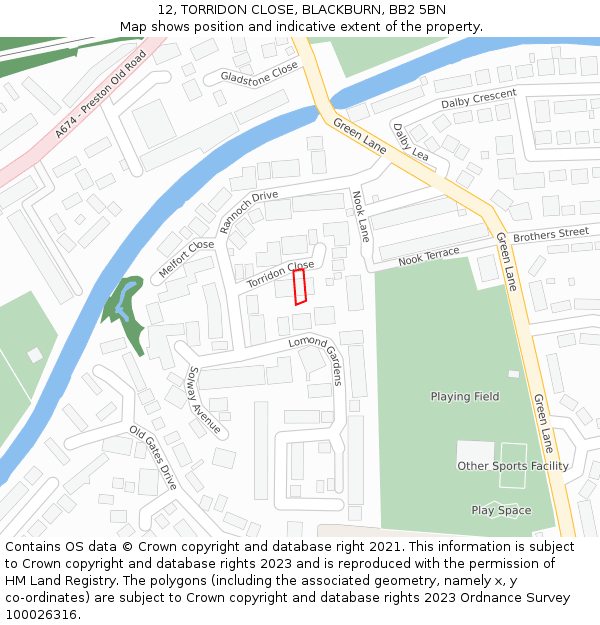 12, TORRIDON CLOSE, BLACKBURN, BB2 5BN: Location map and indicative extent of plot