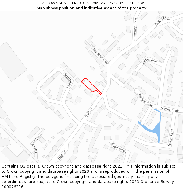 12, TOWNSEND, HADDENHAM, AYLESBURY, HP17 8JW: Location map and indicative extent of plot