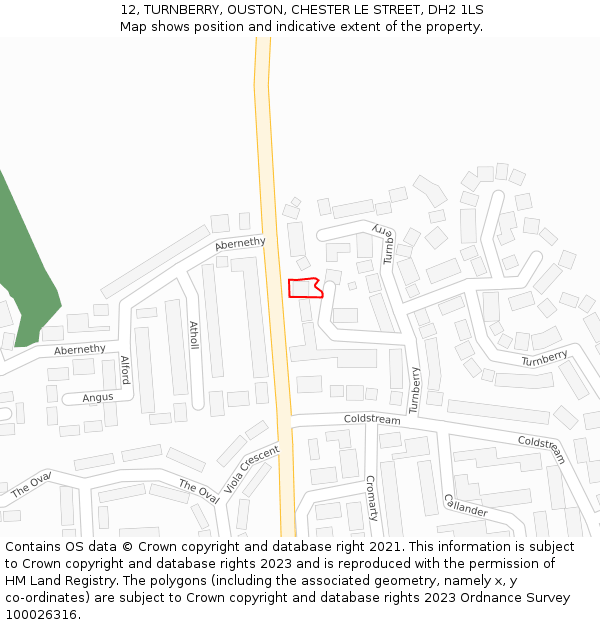 12, TURNBERRY, OUSTON, CHESTER LE STREET, DH2 1LS: Location map and indicative extent of plot