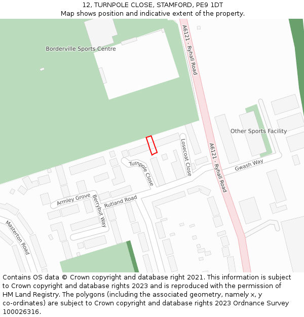 12, TURNPOLE CLOSE, STAMFORD, PE9 1DT: Location map and indicative extent of plot