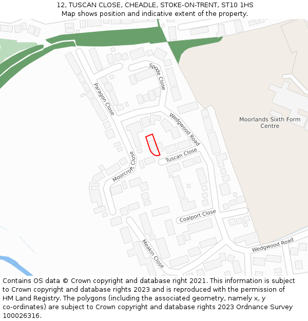 12, TUSCAN CLOSE, CHEADLE, STOKE-ON-TRENT, ST10 1HS: Location map and indicative extent of plot