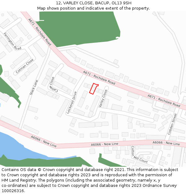 12, VARLEY CLOSE, BACUP, OL13 9SH: Location map and indicative extent of plot