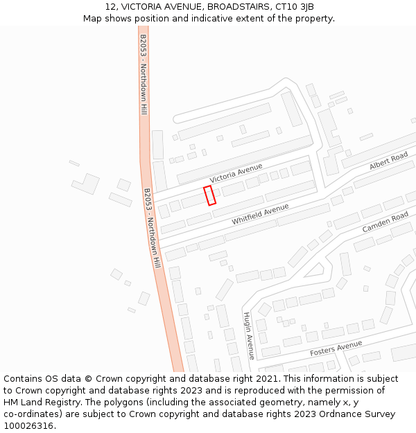 12, VICTORIA AVENUE, BROADSTAIRS, CT10 3JB: Location map and indicative extent of plot