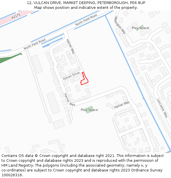 12, VULCAN DRIVE, MARKET DEEPING, PETERBOROUGH, PE6 8UP: Location map and indicative extent of plot