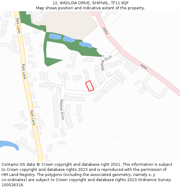 12, WADLOW DRIVE, SHIFNAL, TF11 9QF: Location map and indicative extent of plot