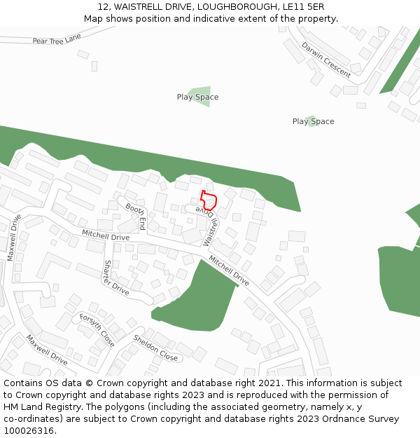 12, WAISTRELL DRIVE, LOUGHBOROUGH, LE11 5ER: Location map and indicative extent of plot