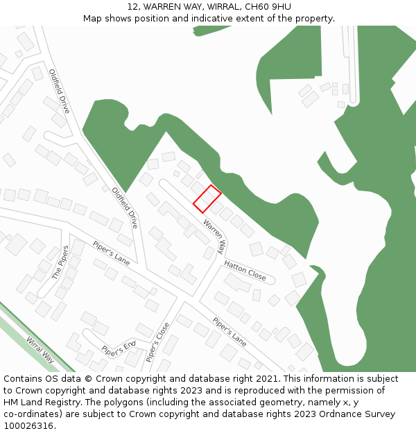 12, WARREN WAY, WIRRAL, CH60 9HU: Location map and indicative extent of plot