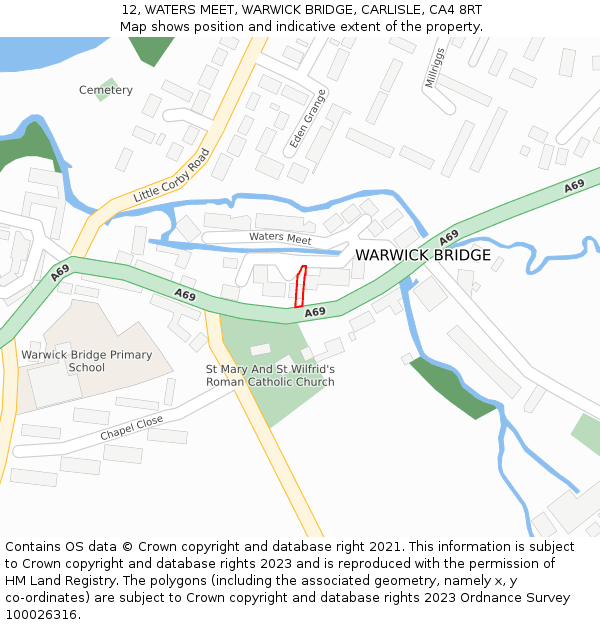 12, WATERS MEET, WARWICK BRIDGE, CARLISLE, CA4 8RT: Location map and indicative extent of plot