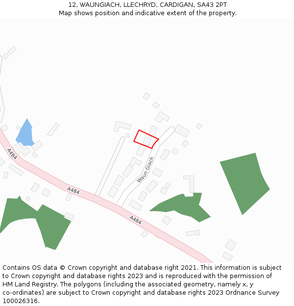 12, WAUNGIACH, LLECHRYD, CARDIGAN, SA43 2PT: Location map and indicative extent of plot