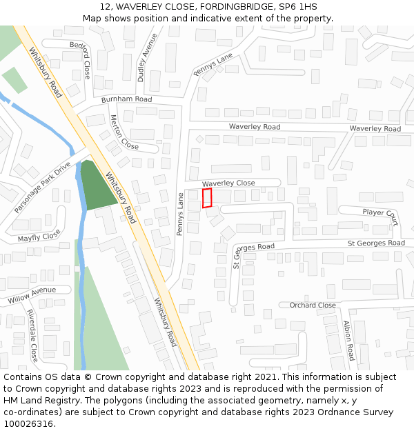 12, WAVERLEY CLOSE, FORDINGBRIDGE, SP6 1HS: Location map and indicative extent of plot