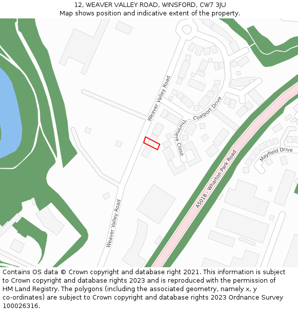 12, WEAVER VALLEY ROAD, WINSFORD, CW7 3JU: Location map and indicative extent of plot