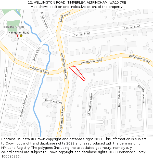 12, WELLINGTON ROAD, TIMPERLEY, ALTRINCHAM, WA15 7RE: Location map and indicative extent of plot