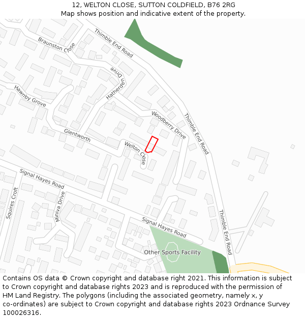 12, WELTON CLOSE, SUTTON COLDFIELD, B76 2RG: Location map and indicative extent of plot