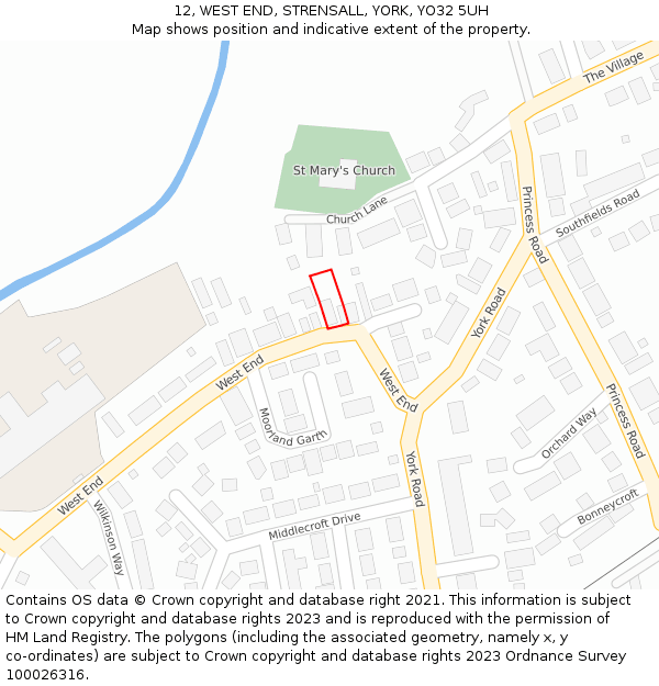 12, WEST END, STRENSALL, YORK, YO32 5UH: Location map and indicative extent of plot