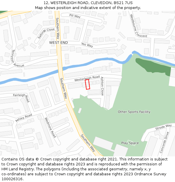 12, WESTERLEIGH ROAD, CLEVEDON, BS21 7US: Location map and indicative extent of plot