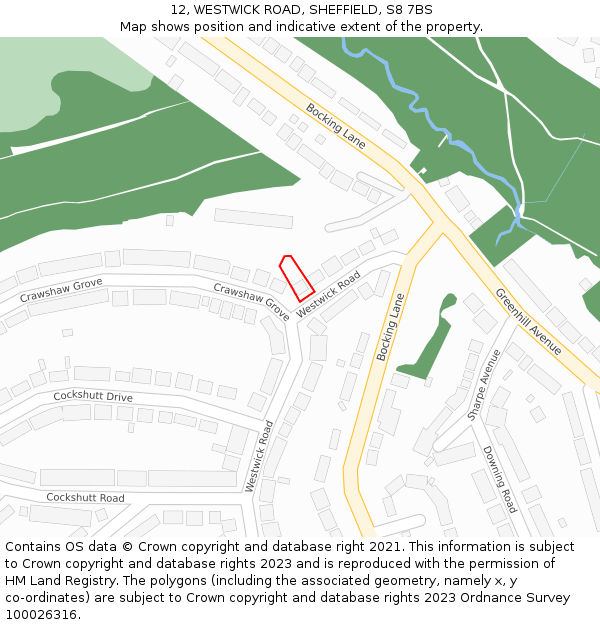 12, WESTWICK ROAD, SHEFFIELD, S8 7BS: Location map and indicative extent of plot