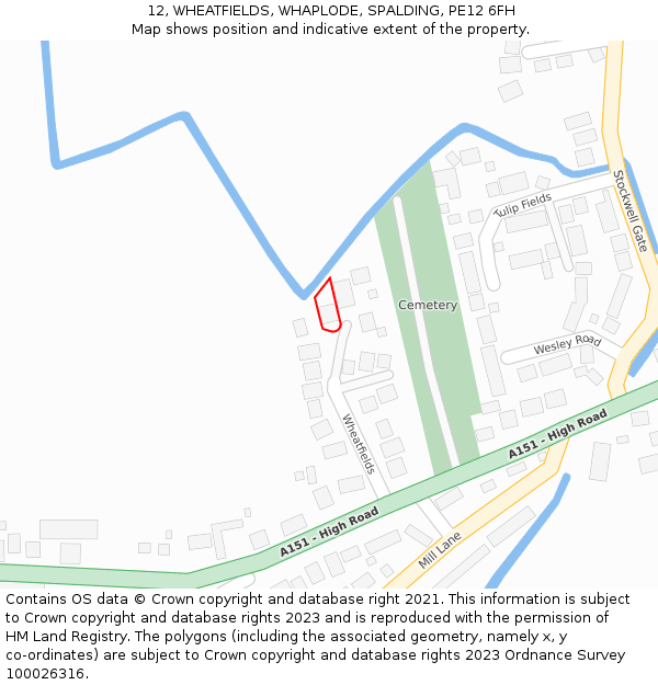 12, WHEATFIELDS, WHAPLODE, SPALDING, PE12 6FH: Location map and indicative extent of plot