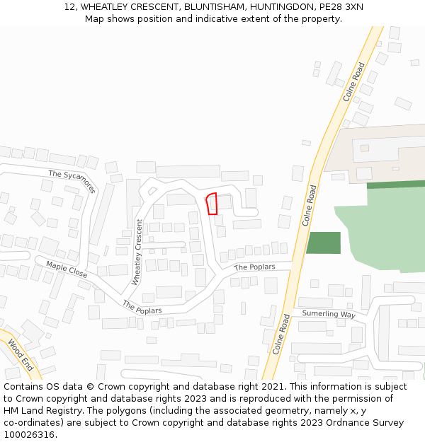 12, WHEATLEY CRESCENT, BLUNTISHAM, HUNTINGDON, PE28 3XN: Location map and indicative extent of plot