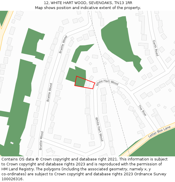 12, WHITE HART WOOD, SEVENOAKS, TN13 1RR: Location map and indicative extent of plot