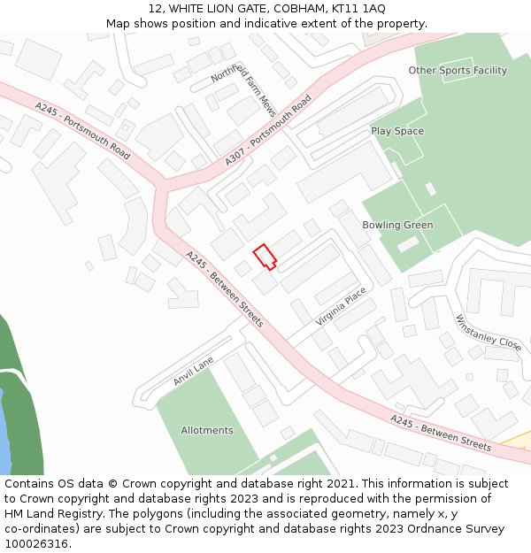 12, WHITE LION GATE, COBHAM, KT11 1AQ: Location map and indicative extent of plot