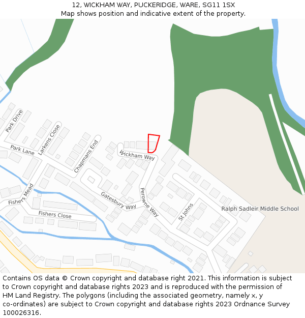 12, WICKHAM WAY, PUCKERIDGE, WARE, SG11 1SX: Location map and indicative extent of plot