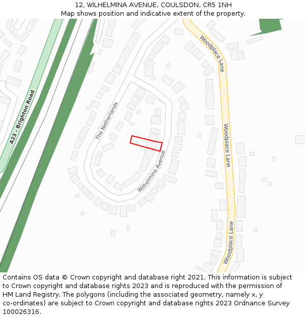 12, WILHELMINA AVENUE, COULSDON, CR5 1NH: Location map and indicative extent of plot